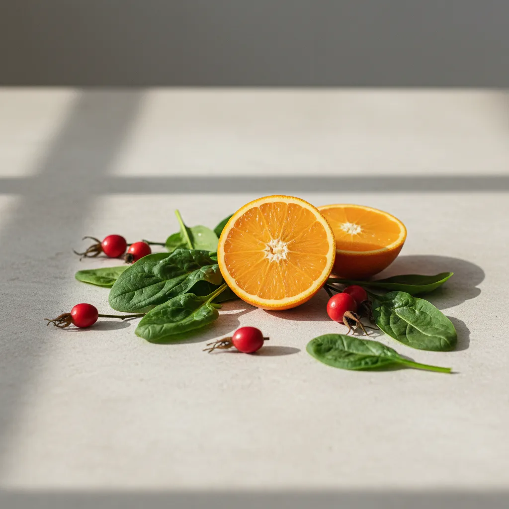 Glass of water beside a bowl of oats and almonds on a bright kitchen table, morning light